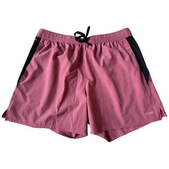 Skora Pacer Shorts 5 Inch Mens M Quick Dry Athletic Shorts Red Moscato Chambray - Picture 1 of 16